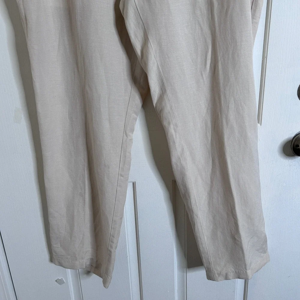 NWT Cubavera Core Drawstring Linen Blend Straight Leg Pants Cream Men's XXL‎